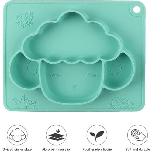 Baby Anti-Drop Silicone Bowl Set Kids Sucker Plate Non-slip Divided Tableware Food Meal Bowl Food Grade Baby Training Bowl
