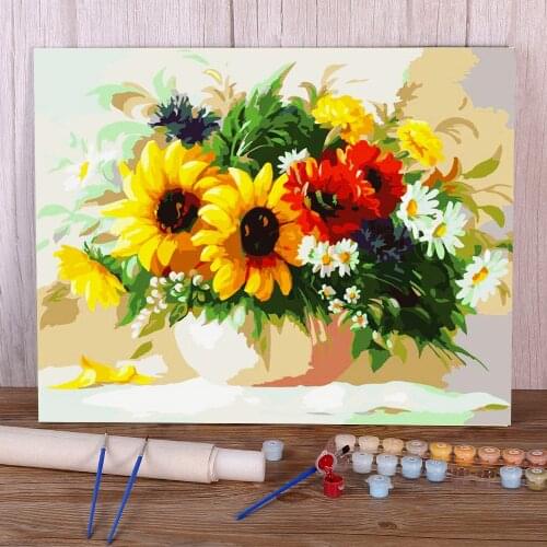 Sunflower Flower DIY Paint By Numbers Kit Oil Paints 40*50 Painting On Canvas Decorative Paintings Crafts Adults Drawing