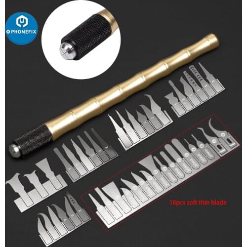 28pcs/lot Metal Scalpel Knife Tools Kit BGA Maintenance for CPU NAND IC Chip Glue Removal Kit with Blades Set for iPhone Repair