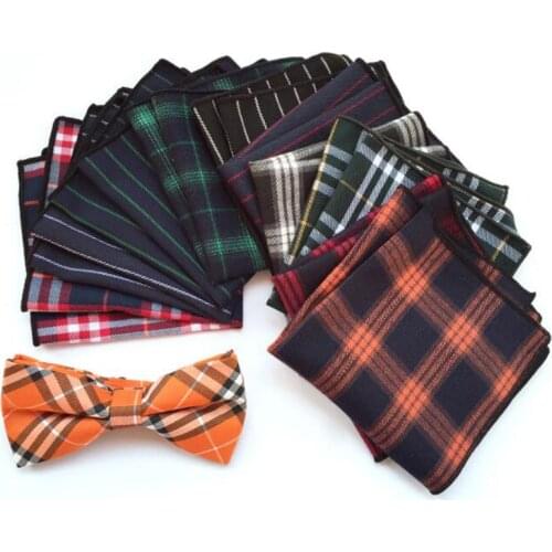 GUSLESON Newest Mens Colorful Plaid Cotton Handkerchiefs Casual Wedding Hankies Business Casual Square Pockets