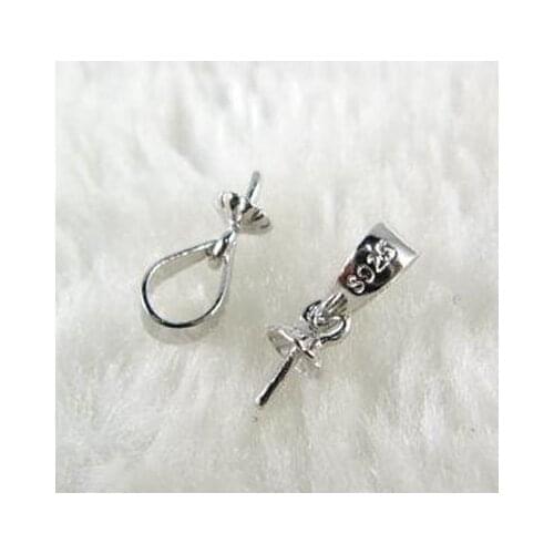 Wholesale 8mm Simple Seed Shaped 925 Sterling Silver Pendent Bail