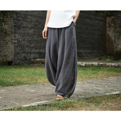 Fall 2021 Six-color Japanese New Cotton Lantern Pants Meditation Loose Waist Large Size Loose Trousers Girl Plus Size Clothes