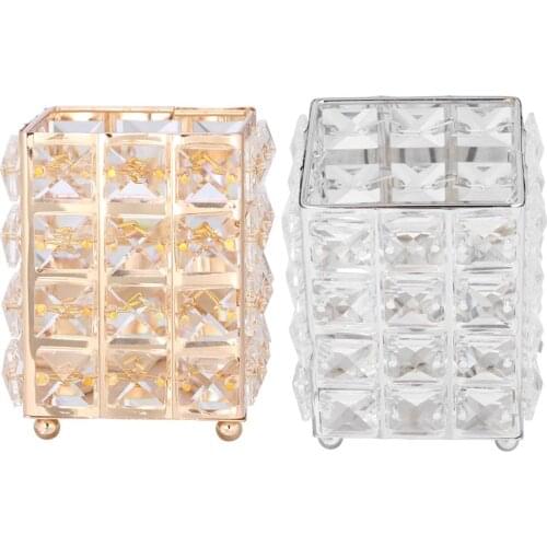 Crystal Makeup Organizer Metal Storage Box European style Eyebrow Pencil Lipstick Holder Makeup Brush Holder Cosmetic Organizer