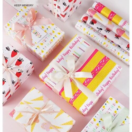 Rainbow Happy Brithday Gift Wrapping Paper for Birthday Bridal Showers Baby Showers Party Supplies Favors Gift Wrap