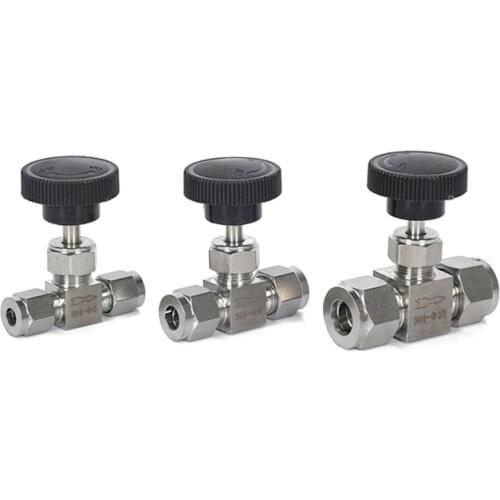 Adjustable Needle Valve O.D 3 4 6 8 10 12 Mm Tube Stainless Steel 304 High Pressure Acid Proof Straight Card Set Crane