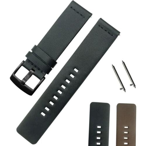 Cowhide Genuine Leather Quick Release Watchband Belt 18 20 22 24mm Men Women Thick Handmade Retro Watch Band Strap Metal Buckles