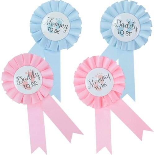 Pink Blue Baby Shower Mommy Daddy To BE Shoulder Badge Boy or Girl Gender Reveal Favor Gift Frist Birthday Party Decoration