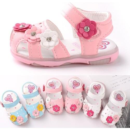 Kids Sandals Toddler Infant Kids Baby Girls Cute Flowers Soft Sole Led Luminous Sandals Sneakers Children Sandals Girls