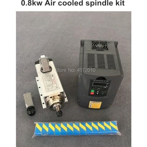 CNC Router Spindle 800W Air Cooled Spindle Kit 0.8KW Motor + 1.5KW 220v Inverter+ 13pcs ER11 Collet