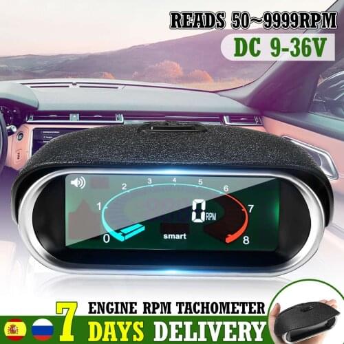 Car 50-9999RPM Tachometer LCD Digital Display Engine Tachometer Boat Truck LCD Screen RPM Meter Universal