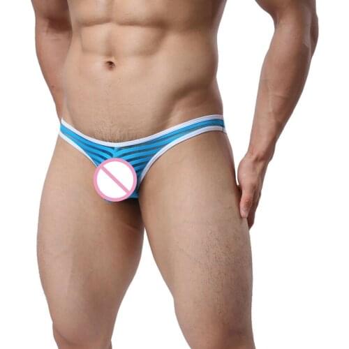 Men Briefs Ultra-thin Underwear Jockstrap Calzoncillos Hombre Slip Sexy Mesh Transparent Mini Bikini Strped Panties Tanga Hombre