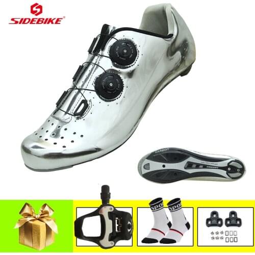 SIDEBIKE Carbeon fiber road cycling shoes ultra-light breathable men SPD-SL pedals self-locking superstar racing bicycle sneaker