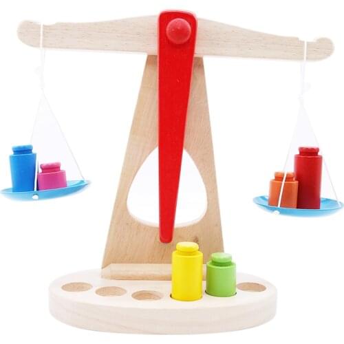 Funny Wooden Balance Scale Toy Montessori Weighing Scale Sensorial Early Education Game Toys Preschool Training Toys For Child