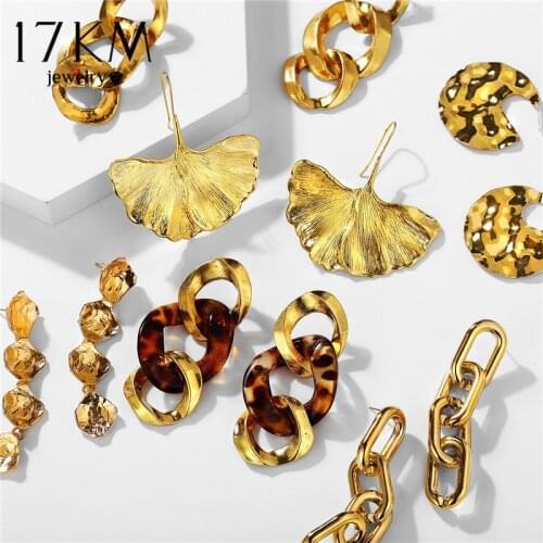 17KM New Vintage Gold Drop Earrings For Women Fashion Big Earring 2020 Female Brincos Christmas Geometric Jewelry Party Gift