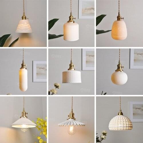 Japanese Ceramic Brass Retro Net Red Chandelier For Nordic Tavern Bar Shop House Living Room Soft-fitting Decorative Night Light