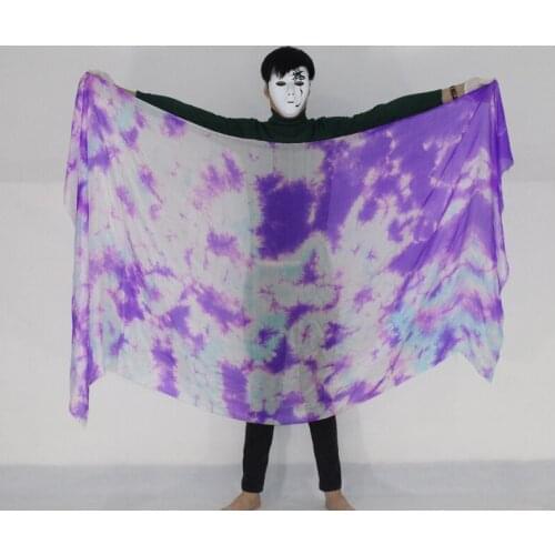 New Arrival purple tie-dyed 100% silk veils for belly dancing Nice Silk Hand- Scarf Throwing for women belly dance silk Scarf
