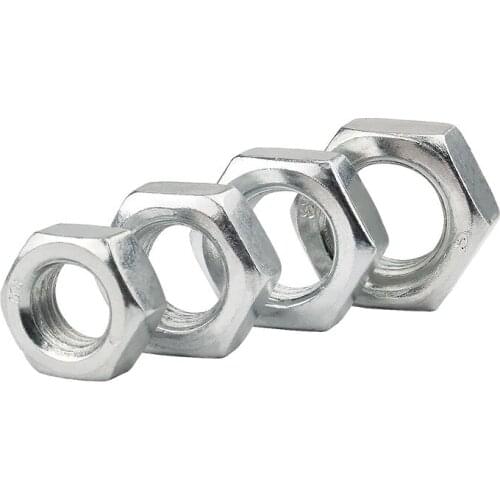 10/50/100PCS White Zinc Hex Nut M2 M3 M4 M5 M6 M8 M10 Carbon Steel Screws Nuts Fastener