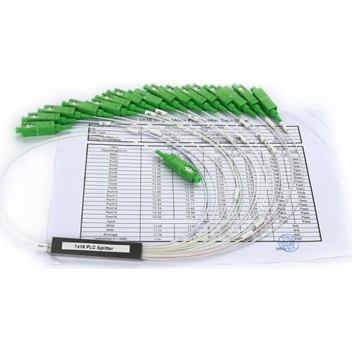 10 PCS/Lot 1X2 1X4 1X8 1X16 1X32 PLC SC/APC SM 0.9mm G657A1 PVC 1m FTTH Fiber Optic Splitter