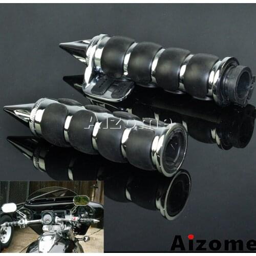 2PCS Motorcycle Spike Hand Grips 1" 25mm & 7/8" 22mm Handle Bar Throttle For Harley Honda Kawasaki Suzuki Yamaha Cruiser Choppe