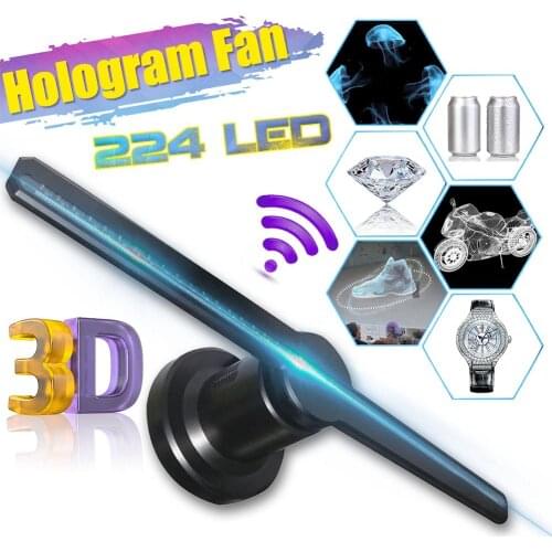 AC Plug-in Wifi 3D Hologram Projector Light Advertising Logo Display LED Fan Holographic Imaging Lamp 3D Remote Hologram Player