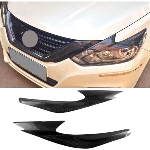 AU04 -for Nissan Teana 2016-2018 Carbon Fiber Car Sticker Front Headlights Eyebrow Eyelid Trim Cover Accessories