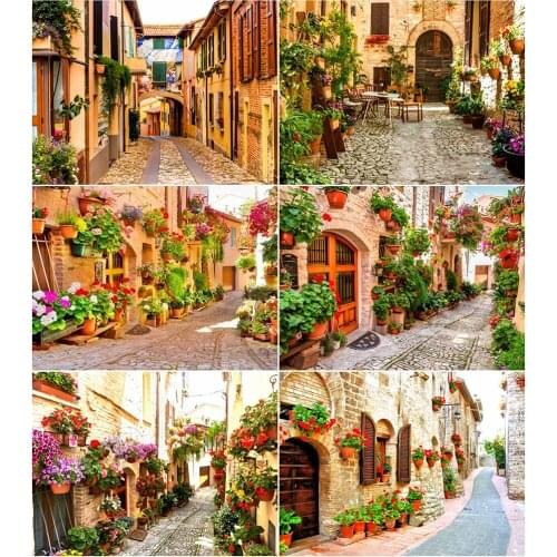 AZQSD Diamond Embroidery Street Mosaic Picture Of Rhinestones Needlework Diamond Painting Landscape Cross Stitch Kits Home Decor