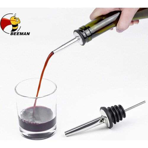 BEEMAN 2pcs HOT Wine Stainless Steel Wine Oil Pourer Dispenser Spout Glass Bottle Pourer Black White