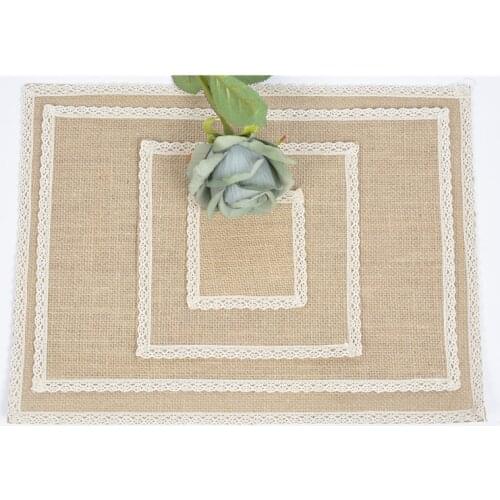 White Lace Jute Cup Mat Christmas Placemats Cup Coasters Table Mats Placemat Party Festival Decorations For Home