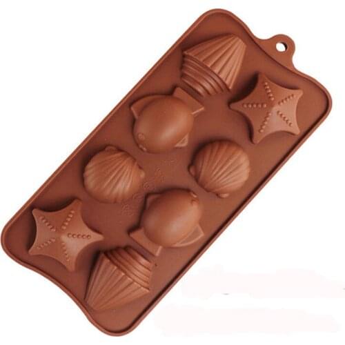Free shipping shells starfish fish chocolate mold cooking tools Silicone Mould Fondant Sugar Bow Craft Molds DIY Cake Decorating