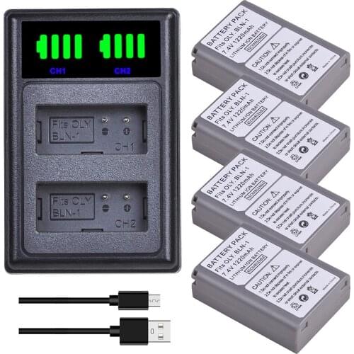 For Olympus BLN-1 PS BLN1 PS-BLN1 Batteries + Dual LED USB Charger for OM-D E-M1 E-M5 Mark II PEN-F E-P5 EM1 EM5 PENF EP5 HLD-6