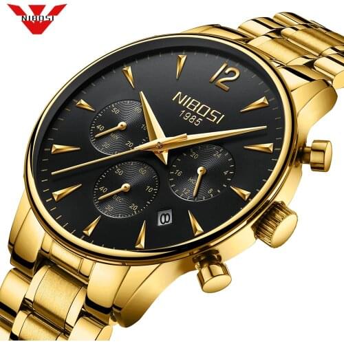 NIBOSI Luxury Brand Watch Men Sport Watches Waterproof Quartz Gold Male Clock Military Wrist Watch Relogio Masculino Montre Saat