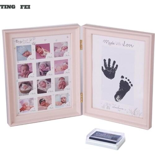 Infant Baby Shower Stamp Printing Oil Toddler Display Newborn Hand Foot Print Ink Pad Growth Memorial Photo Frame