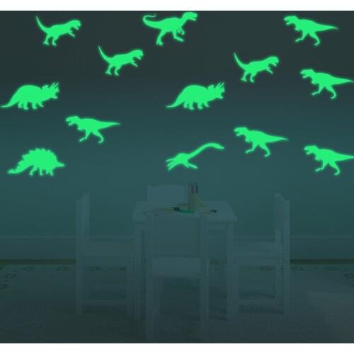 Kids 9PCS Reusable Fashion 3D Dinosaur Style Luminous Glow in the Dark Wall Stickers Noctilucent Window Flashing Decals Toy