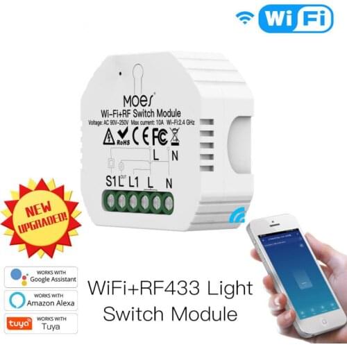 DiY RF433 Wifi Smart Light Switch Breaker Module Smart Life/Tuya APP Remote Control Works With Alexa Echo Google Home 1/2 Way