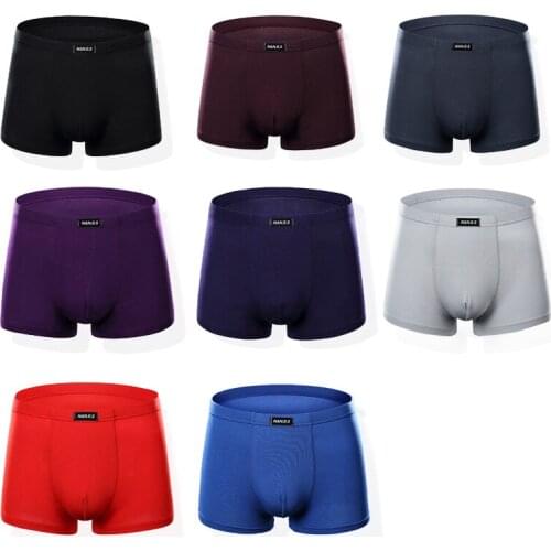 Mens Modale fabric viscose flat-angle panties four-corner breathable comfortable high-elastic fit thin smooth big red