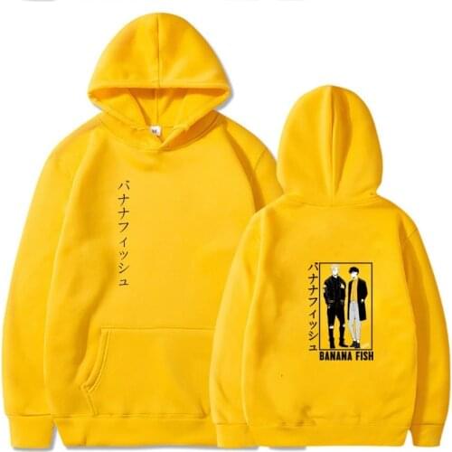 Unisex Hot Japanese Anime Banana Fish Double Sided Hoodie Pullovers Tops Long Sleeves Aesthetic Camisas Casual