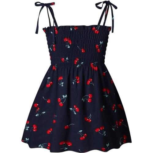 Cotton Beach Girl Dress Cherry Design Newborn Outfits Fashion Flora Infant Toddlers Printed Kids Princess Dress