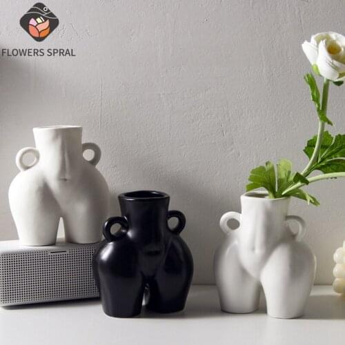 Nordic Ceramic Vase Woman Body Art Sculpture Vase Living Room Garden Decoration Dried Flower Flower Arrangement Home Decorating