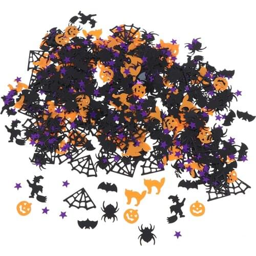 15g/1Bag Halloween Confetti Black Orange Purple Spider Bat Cat Confetti Sequins DIY Halloween Decoration Sprinkle Party Supplies
