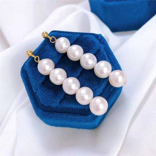 Beautiful Real Freshwater 7-8MM Pearl Earrings Gold Plated Drop Earrings Nice Party Wedding Women Women Gift 10 pairs/lot