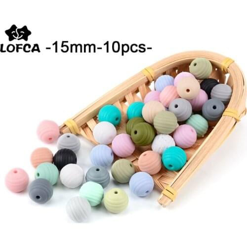 LOFCA 10pcs Silicone Beehive Beads Baby Teething Round Food Grade Spiral Beads 15mm DIY Threaded BPA Free Beads Baby Teethers