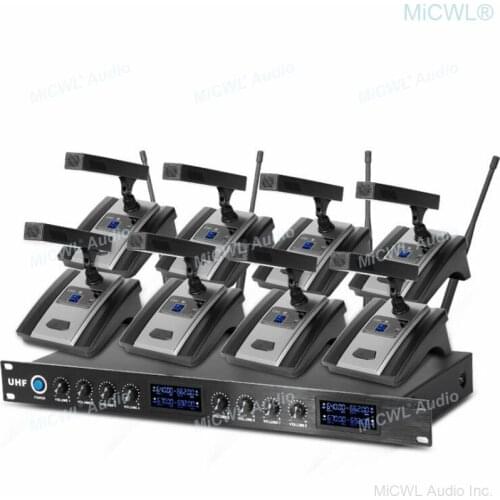 MiCWL 8 Microphones Channel Audio Wireless Microphone System Pro Company Press Conference 8 Tabletop Discussion Meeting Room Set
