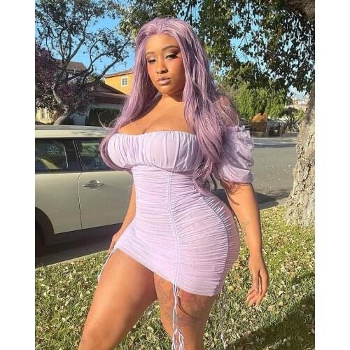 VAZN 2021 New Sexy Club Birthday Off Shoulder Short Sleeve Solid Mini Dress Special Summer Elegant Fashion Women Dress