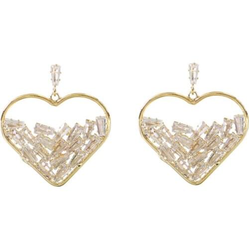 LANFLORA New Heart Trendy Zircon Women Earrings For Birthday Gift Copper Alloy Cheap Factory Shop Earrings Wholesale Price
