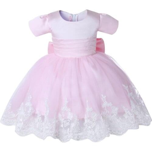 Newborn Baby Clothes Party Wear Pink Lace Dress Cute Baby Girl Baptism Dresses Baby First Birthday Outfits Clothing For Girl