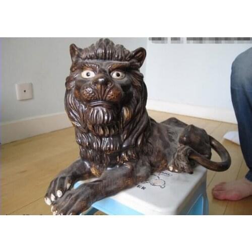 Song voge gem S0559 China Folk porcelain Money wealth Hui Feng Feng Shui Foo Dog Lion Statue