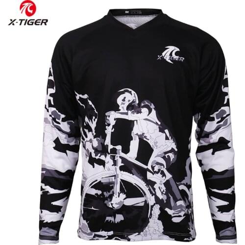X-Tiger Long Sleeve Downhill Shirt Anti-UV Downhill Jerseys MTB Bike Cycling Jerseys Breathable DH Shirt Motocross Racing Wear