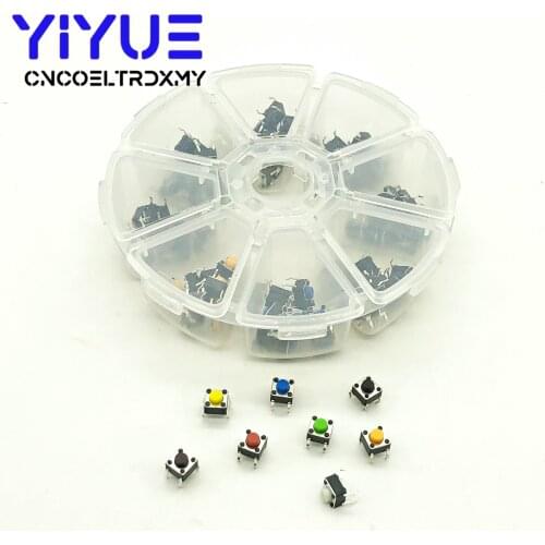 8 Colors 80Pcs 6*6*5 Tact Switch Tactile Push Button Switch Kit, Induction cooker Keys Tact ON/OFF 6X6X5mm