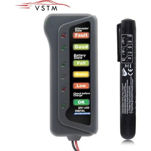 12V Digital Battery Alternator Tester 6 LED Lights Display brake fluid tester Auto Car Diagnostic for Cars Vehicle Motorcycle
