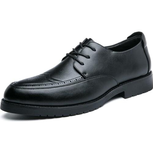 Mens Formal Shoes Genuine Leather Oxford Shoes for Men Italian Dress Shoes 38-46 Laces Up Leather Bullock Wedding Shoes